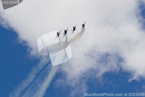 Image of Blue Angels Fly in Tight Formation