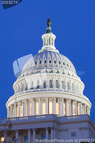 Image of The United States Capitol at night 