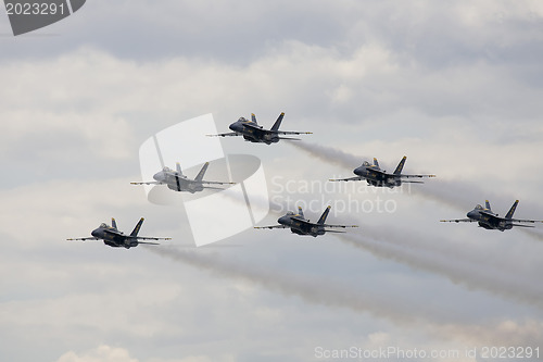 Image of Blue Angels Fly in Tight Formation