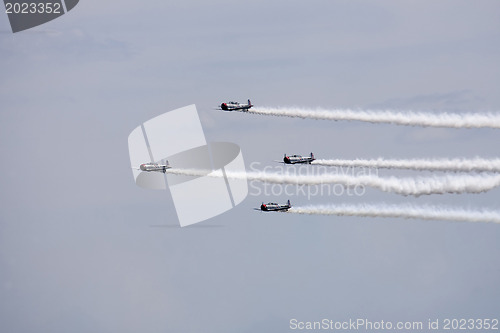 Image of Several planes performing in an air show at Jones Beach