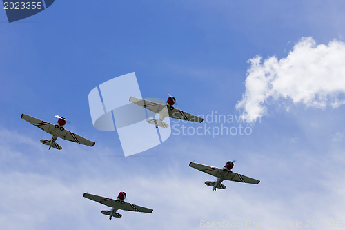 Image of Several planes performing in an air show at Jones Beach