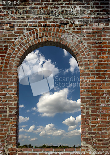 Image of Castel window with blue sky