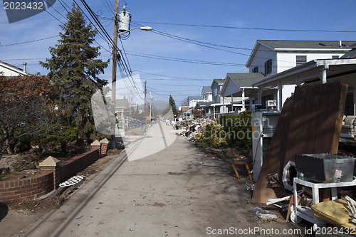 Image of NEW YORK -November12:Destroyed homes during Hurricane Sandy in t