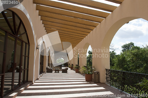 Image of fully open hallway of resort