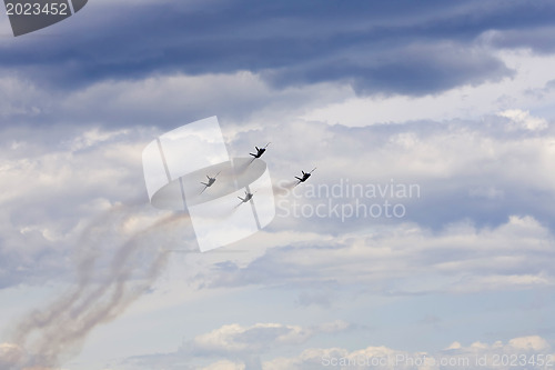 Image of Several planes performing in an air show at Jones Beach