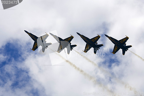 Image of Blue Angels Fly in Tight Formation