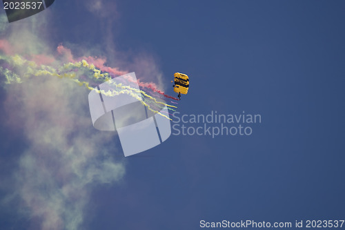 Image of Flying parachutists on sky 