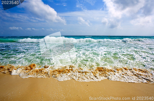 Image of Waves on beautiful golden beach
