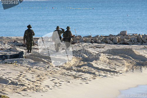 Image of MEXICO - FEBRUARY 7: Soldiers on duty checking the boarder on Fe