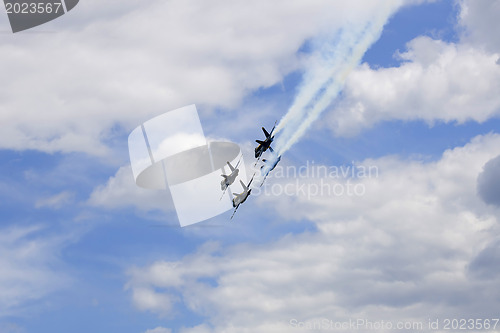 Image of Several planes performing in an air show at Jones Beach