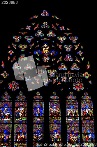 Image of Stained glass windows. St.Patrick's Cathedral in New York.