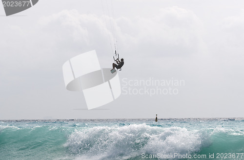 Image of Flying kite surfer