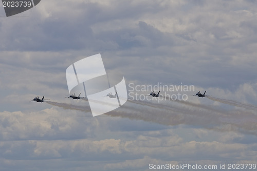 Image of Blue Angels Fly in Tight Formation