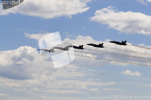 Image of Blue Angels Fly in Tight Formation