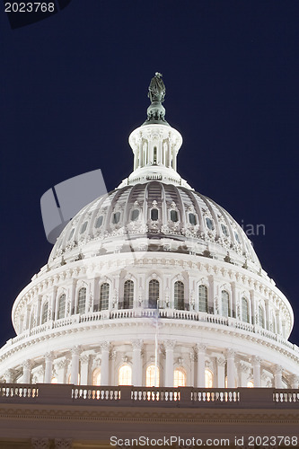 Image of The United States Capitol at night 