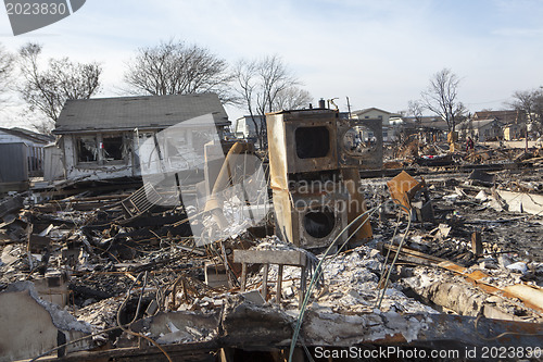 Image of NEW YORK -November12: Destroyed homes during Hurricane Sandy in 