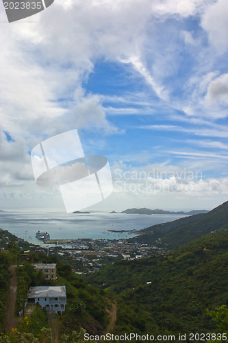 Image of Anchoring ships in tropical bay