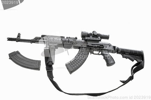 Image of AK-47 assault rifle on a white back ground 