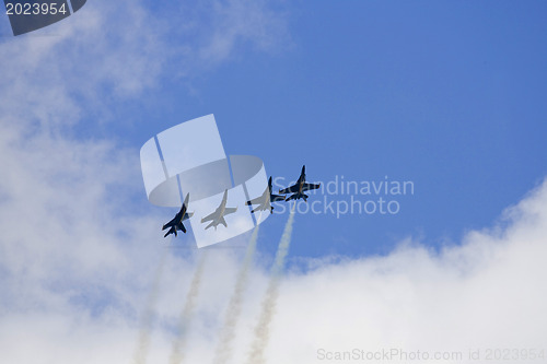 Image of Blue Angels Fly in Tight Formation