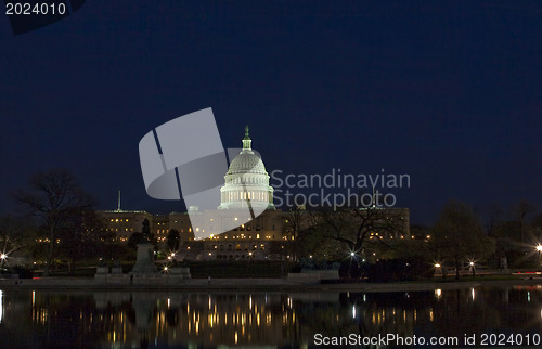 Image of The United States Capitol at night