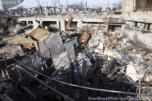 Image of NEW YORK -November12: Destroyed homes during Hurricane Sandy in 