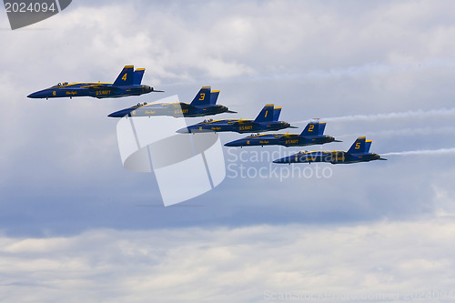 Image of Blue Angels Fly in Tight Formation