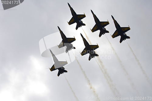 Image of Blue Angels Fly in Tight Formation