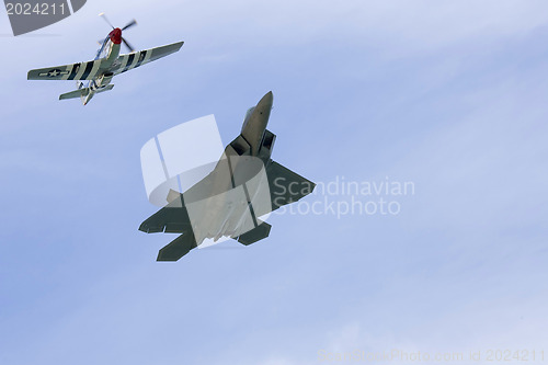 Image of Several planes performing in an air show at Jones Beach