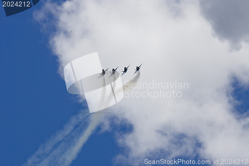 Image of Blue Angels Fly in Tight Formation