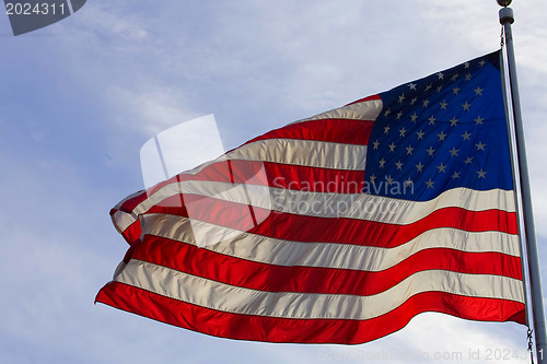 Image of Stock Photo:
American flag against blue sky
