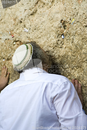 Image of Prayer of Jews at Western Wall. Jerusalem Israel 