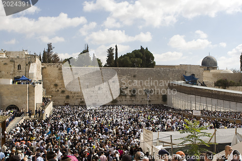 Image of Prayer of Jews at Western Wall. Jerusalem Israel 