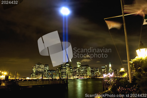 Image of 9/11 WTC Memorial Light Tribute at Manhattan downtown