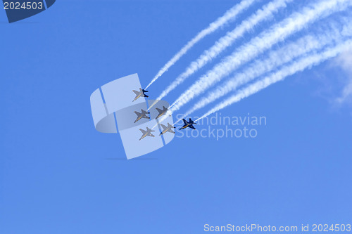 Image of Blue Angels Fly in Tight Formation