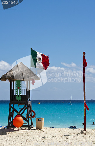 Image of The life guard stand on Caribbean beach