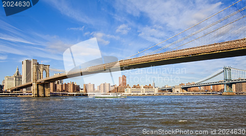 Image of New York - Brooklyn Bridge and Lower Manhattan