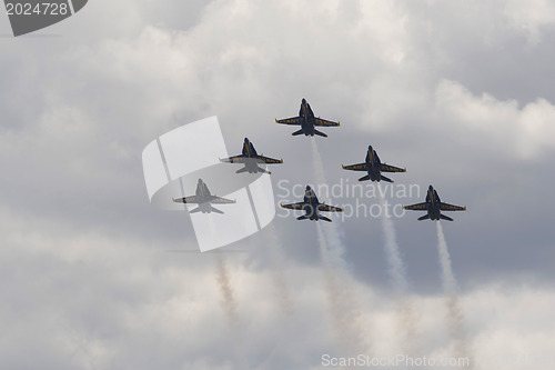 Image of Blue Angels Fly in Tight Formation