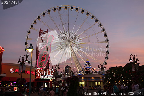 Image of View of evening amusement park 