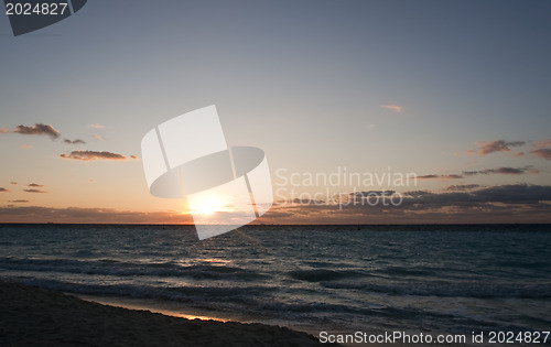 Image of Caribbean sea shore at sunrise 