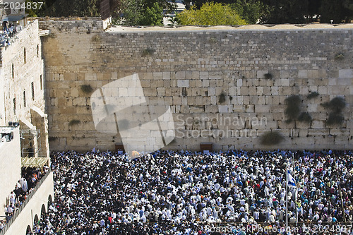 Image of Prayer of Jews at Western Wall. Jerusalem Israel 