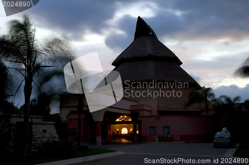 Image of Tropical house with straw roof