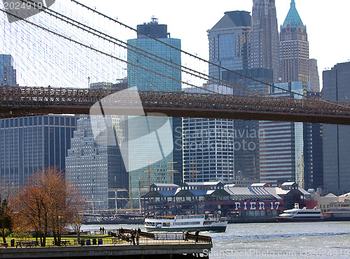 Image of Brooklyn Bridge New York and East River