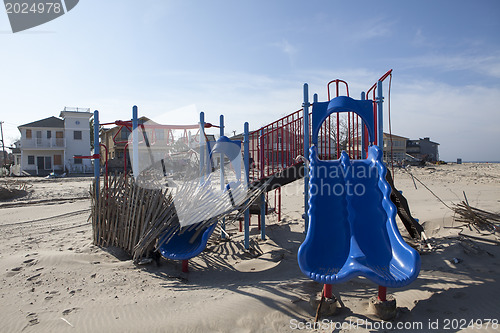 Image of NEW YORK -November12:Destroyed homes during Hurricane Sandy in t