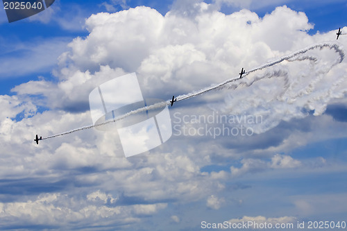 Image of Several planes performing in an air show at Jones Beach