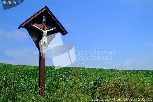 Image of Kreuz auf Wiese | cross at meadow