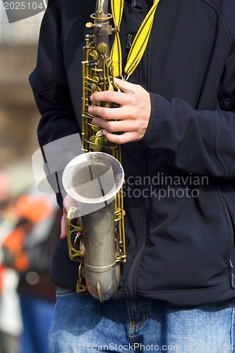 Image of Prague - October 11: The street musician at Old Town Square in P