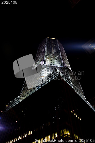 Image of Building. Business tower in New York City at night