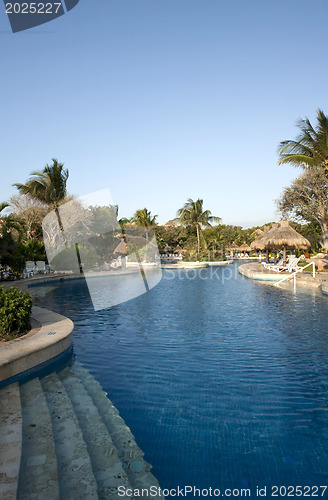 Image of Nice resort poolon sunny day