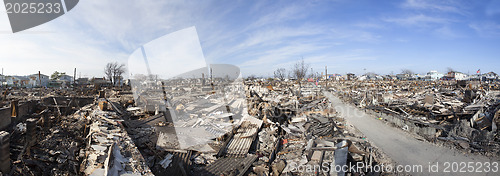 Image of NEW YORK -November12: The fire destroyed around 100 houses durin
