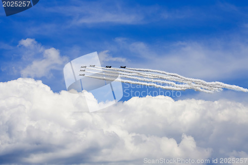 Image of Several planes performing in an air show at Jones Beach